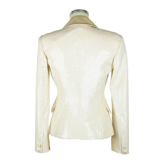 Elisabetta Franchi White Polyester Women Blazer Elisabetta Franchi Antique White