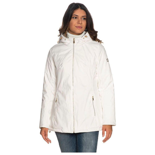 Yes Zee White Polyester Women Jacket Yes Zee Antique White