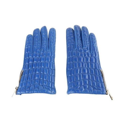 Cavalli Class Blue Lambskin Women Glove Cavalli Class Steel Blue