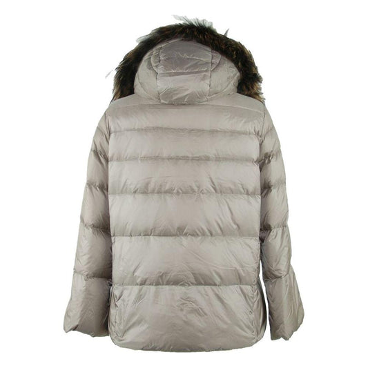 Emilio Romanelli Elegant Gray Polyamide Fur-Trimmed Coat Emilio Romanelli Dark Gray