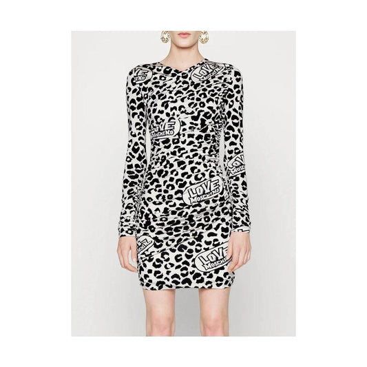 Love Moschino White Viscose Women Dress Love Moschino Light Gray