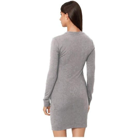 Love Moschino Chic Gray Cotton Blend Dress with Logo Detail Love Moschino Rosy Brown