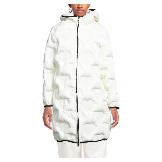 Love Moschino Chic Quilted Heart Long Down Jacket Love Moschino Beige