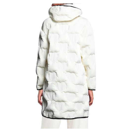 Love Moschino Chic Quilted Heart Long Down Jacket Love Moschino Beige