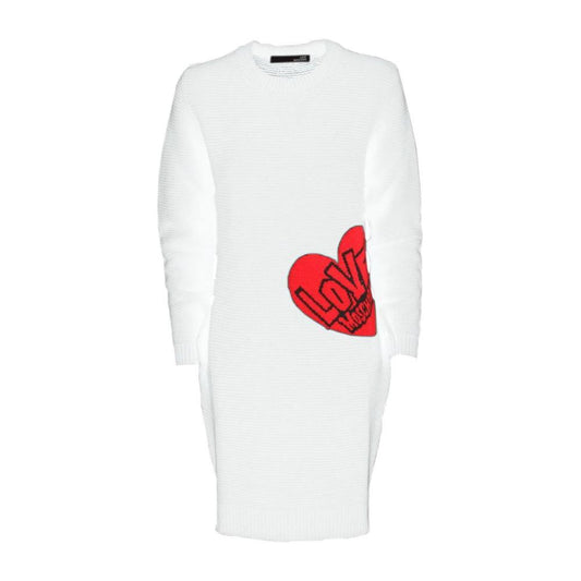 Love Moschino Chic Heart Pattern Knit Dress in White Love Moschino White Smoke