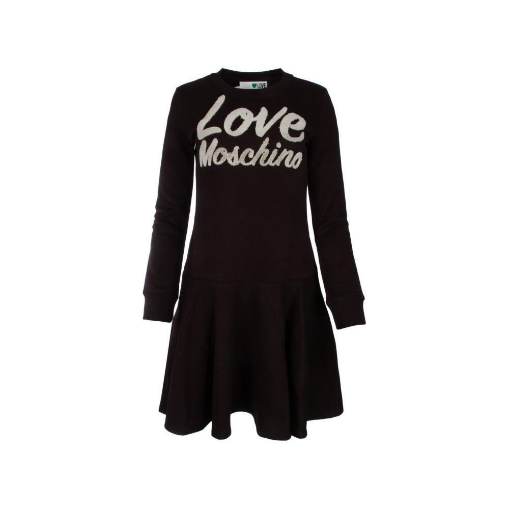 Love Moschino Chic Embossed Logo Cotton Blend Dress