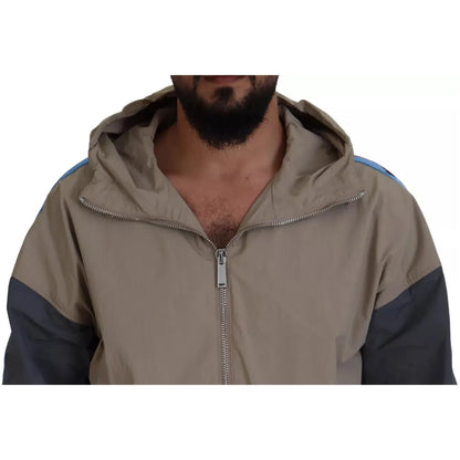 Dsquared² Brown Gray Sleeves Hooded Full Zip Jacket Dsquared²