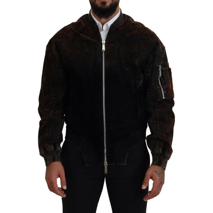 Dsquared² Brown Cotton Bomber Zipper Pocket Sleeves Jacket Dsquared²