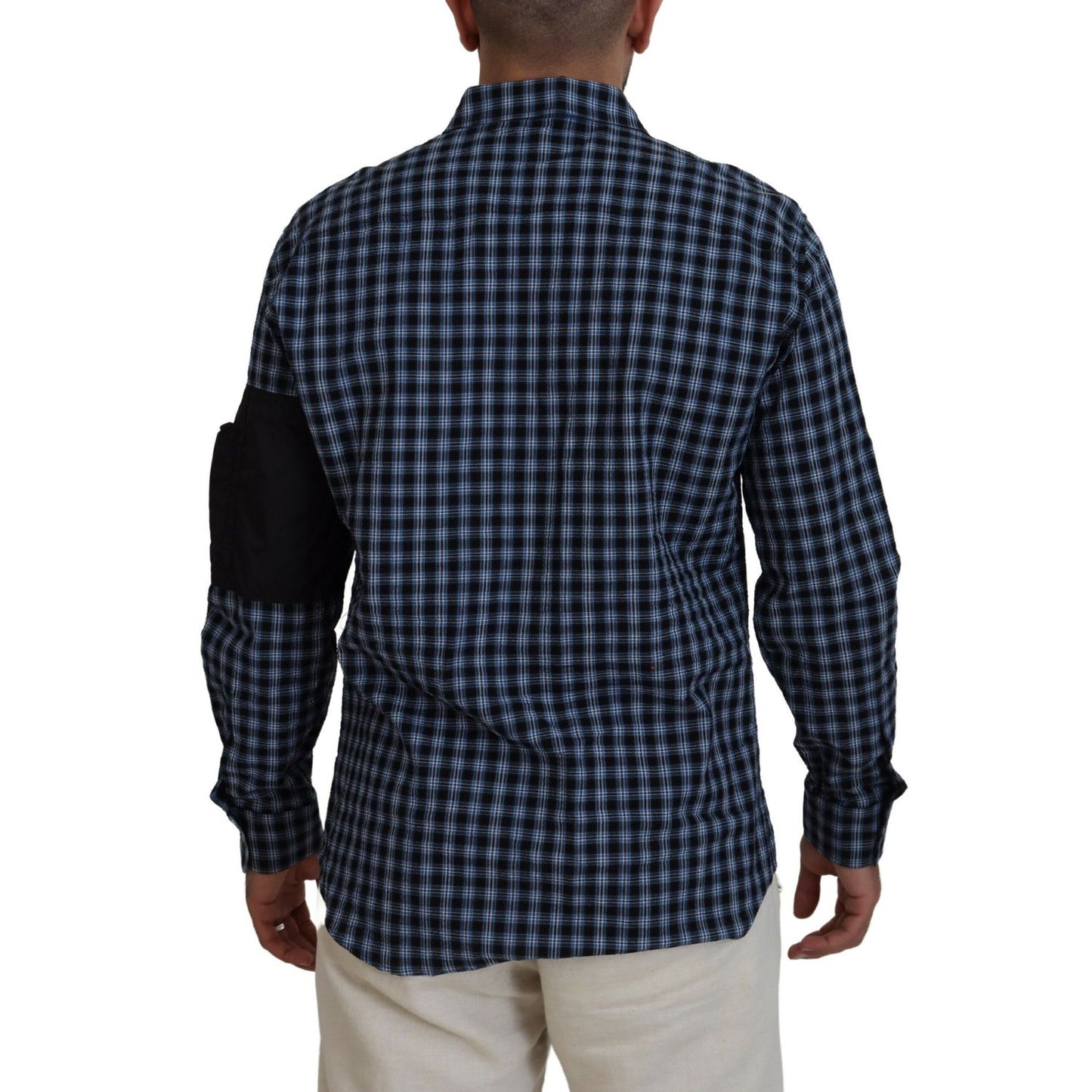 Dsquared² Multicolor Black Arm Plaid Men Long Sleeves Shirt