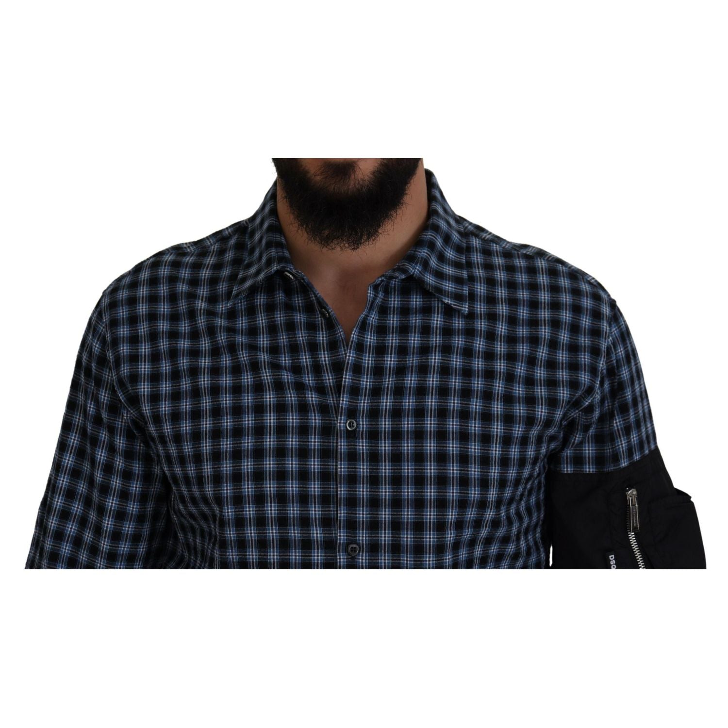 Dsquared² Multicolor Black Arm Plaid Men Long Sleeves Shirt
