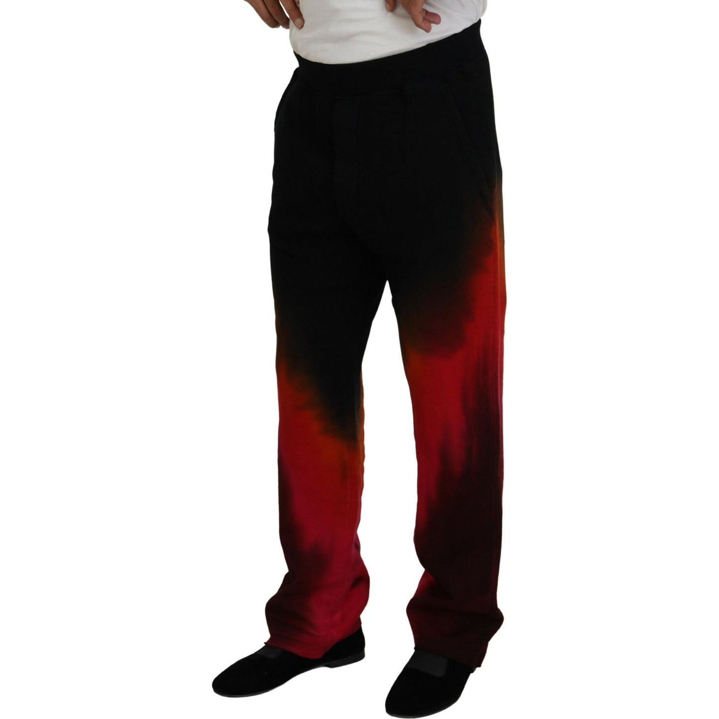 Dsquared² Black Red Cotton Logo Print Casual Pants 1728,67345645728,Black and Red,Casual Pants - Pants - Clothing,Clothing,Dsquared²,IT48 | M,Jeans & Pants - Men - Clothing,Material: 100% Cotton,Men,Pants - Clothing,Preowned / Defect