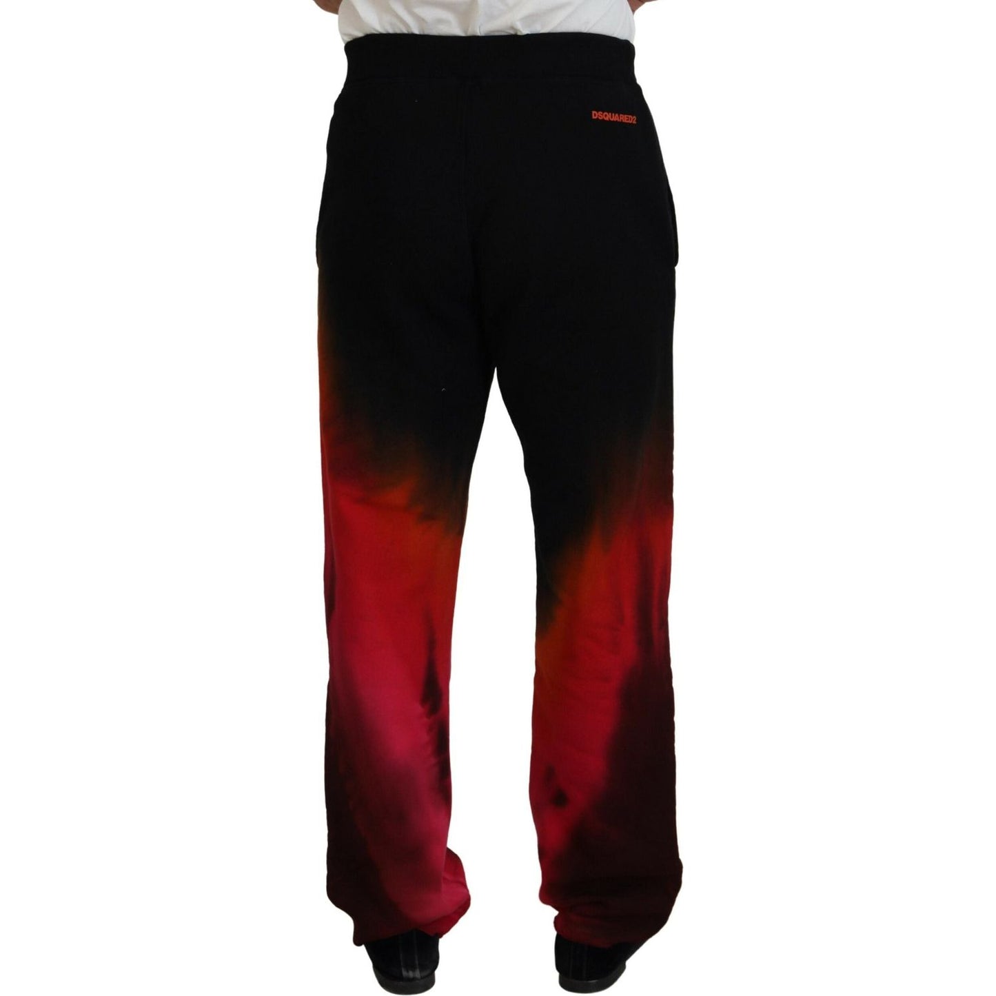 Dsquared² Black Red Cotton Logo Print Casual Pants 1728,67345645728,Black and Red,Casual Pants - Pants - Clothing,Clothing,Dsquared²,IT48 | M,Jeans & Pants - Men - Clothing,Material: 100% Cotton,Men,Pants - Clothing,Preowned / Defect