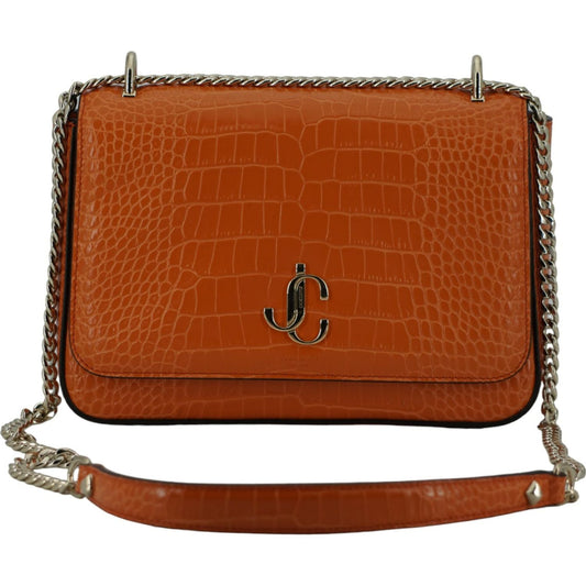 Jimmy Choo Amber Orange Leather Shoulder Bag Jimmy Choo Saddle Brown