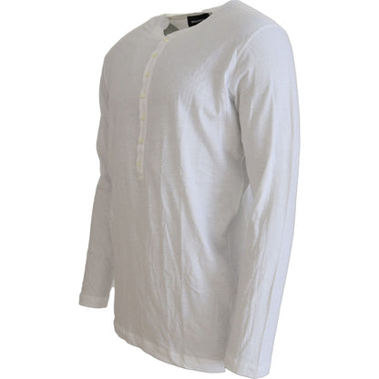 Dsquared² White Cotton Linen Long Sleeves Pullover Sweater