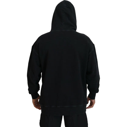 Dsquared² Black Cotton Hooded Printed Men Pullover Sweater1728,67345645728,Black,Clothing,Dsquared²,Hoodies - Sweaters - Clothing,IT48 | M,Material: 100% Cotton,Men,Preowned / Defect,Sweaters - Clothing,Sweaters - Men - Clothing