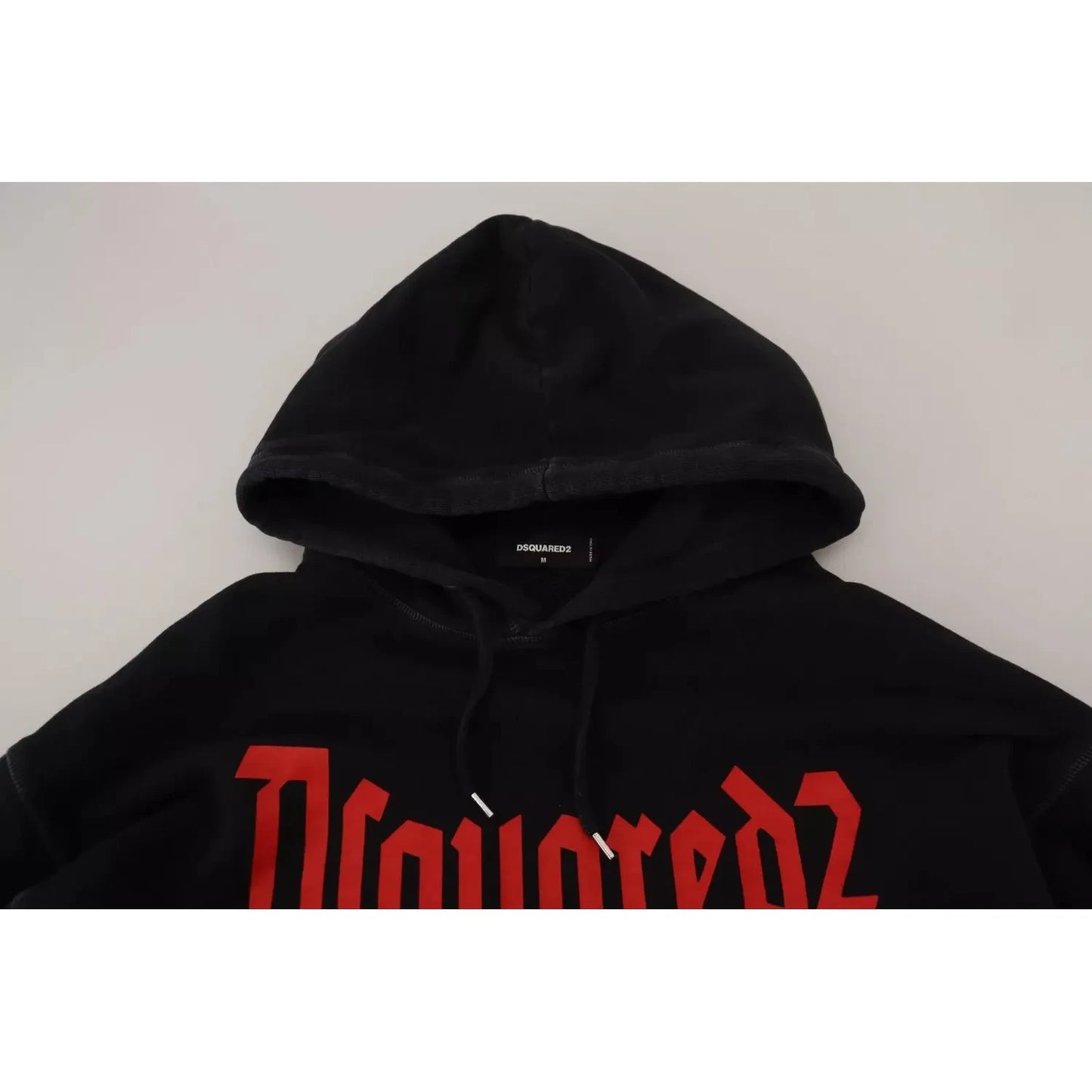 Dsquared² Black Cotton Hooded Printed Men Pullover Sweater1728,67345645728,Black,Clothing,Dsquared²,Hoodies - Sweaters - Clothing,IT48 | M,Material: 100% Cotton,Men,Preowned / Defect,Sweaters - Clothing,Sweaters - Men - Clothing