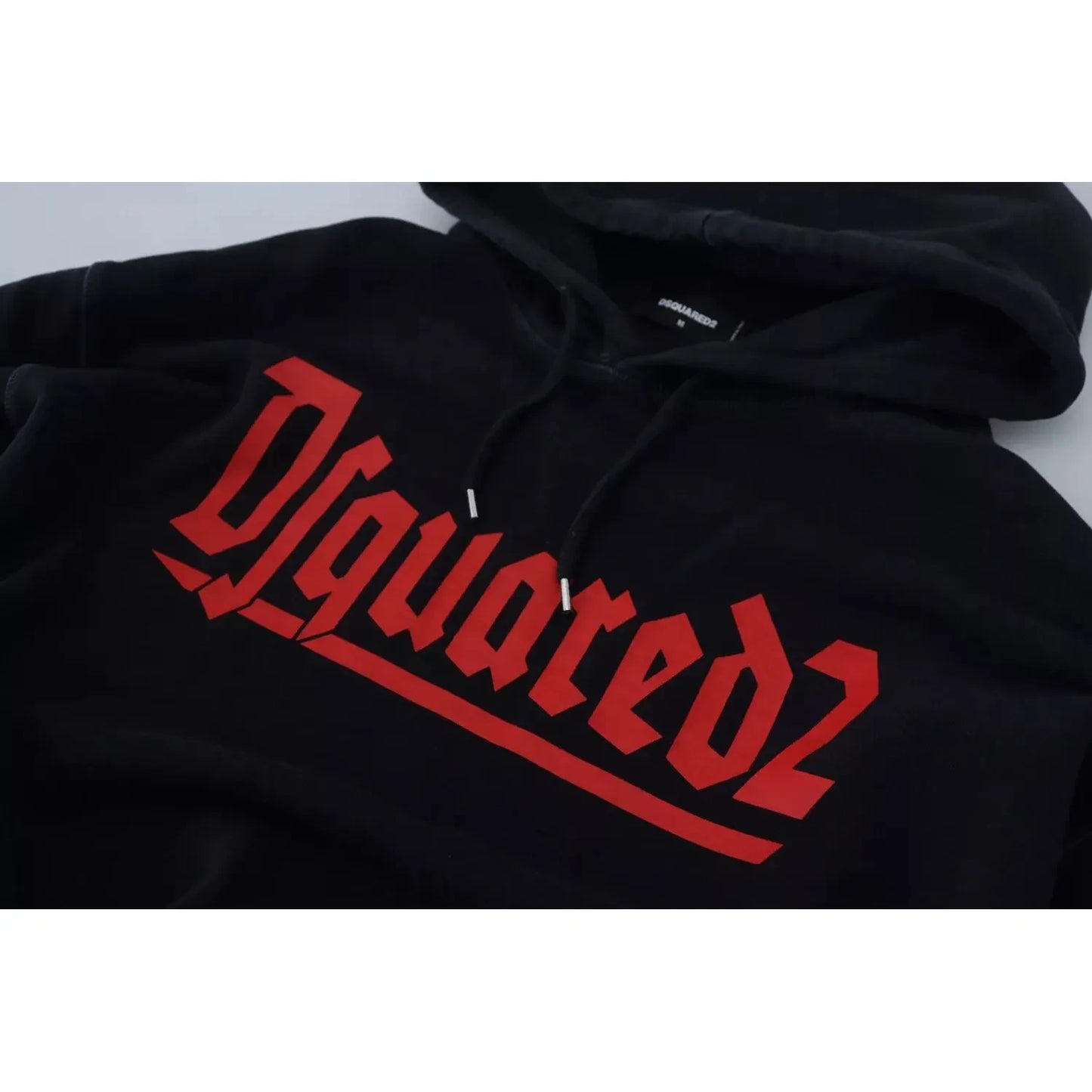 Dsquared² Black Cotton Hooded Printed Men Pullover Sweater1728,67345645728,Black,Clothing,Dsquared²,Hoodies - Sweaters - Clothing,IT48 | M,Material: 100% Cotton,Men,Preowned / Defect,Sweaters - Clothing,Sweaters - Men - Clothing