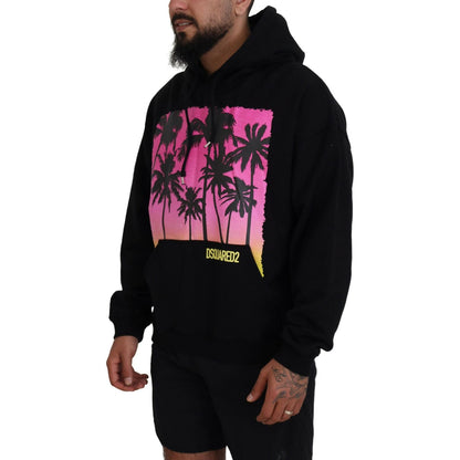 Dsquared² Black Cotton Hooded Printed Men Pullover Sweater1728,67345645728,Black,Clothing,Dsquared²,Hoodies - Sweaters - Clothing,IT48 | M,Material: 100% Cotton,Men,Preowned / Defect,Sweaters - Clothing,Sweaters - Men - Clothing