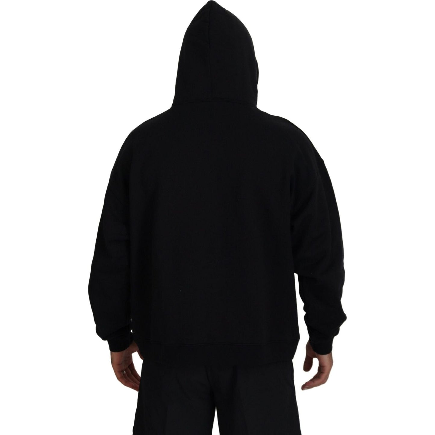 Dsquared² Black Cotton Hooded Printed Men Pullover Sweater1728,67345645728,Black,Clothing,Dsquared²,Hoodies - Sweaters - Clothing,IT48 | M,Material: 100% Cotton,Men,Preowned / Defect,Sweaters - Clothing,Sweaters - Men - Clothing