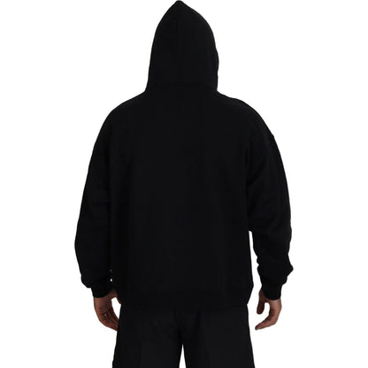 Dsquared² Black Cotton Hooded Printed Men Pullover Sweater1728,67345645728,Black,Clothing,Dsquared²,Hoodies - Sweaters - Clothing,IT48 | M,Material: 100% Cotton,Men,Preowned / Defect,Sweaters - Clothing,Sweaters - Men - Clothing