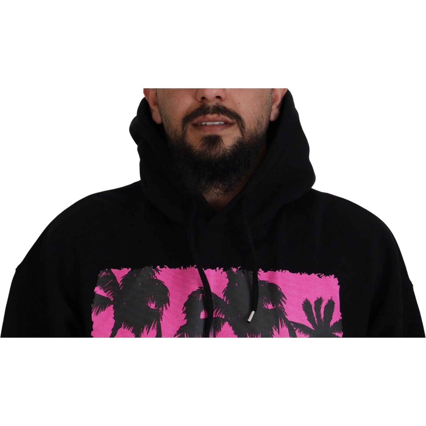 Dsquared² Black Cotton Hooded Printed Men Pullover Sweater1728,67345645728,Black,Clothing,Dsquared²,Hoodies - Sweaters - Clothing,IT48 | M,Material: 100% Cotton,Men,Preowned / Defect,Sweaters - Clothing,Sweaters - Men - Clothing