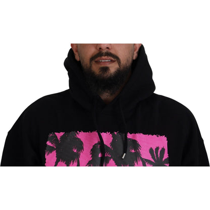 Dsquared² Black Cotton Hooded Printed Men Pullover Sweater1728,67345645728,Black,Clothing,Dsquared²,Hoodies - Sweaters - Clothing,IT48 | M,Material: 100% Cotton,Men,Preowned / Defect,Sweaters - Clothing,Sweaters - Men - Clothing