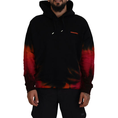 Dsquared² Black Red Cotton Hooded Tie Dye Pullover Sweater 1728,67345645728,Black and Red,Clothing,Dsquared²,Hoodies - Sweaters - Clothing,IT48 | M,Material: 100% Cotton,Men,Preowned / Defect,Sweaters - Clothing,Sweaters - Men - Clothing