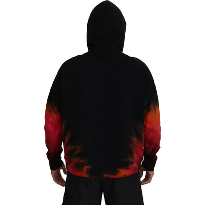 Dsquared² Black Red Cotton Hooded Tie Dye Pullover Sweater 1728,67345645728,Black and Red,Clothing,Dsquared²,Hoodies - Sweaters - Clothing,IT48 | M,Material: 100% Cotton,Men,Preowned / Defect,Sweaters - Clothing,Sweaters - Men - Clothing