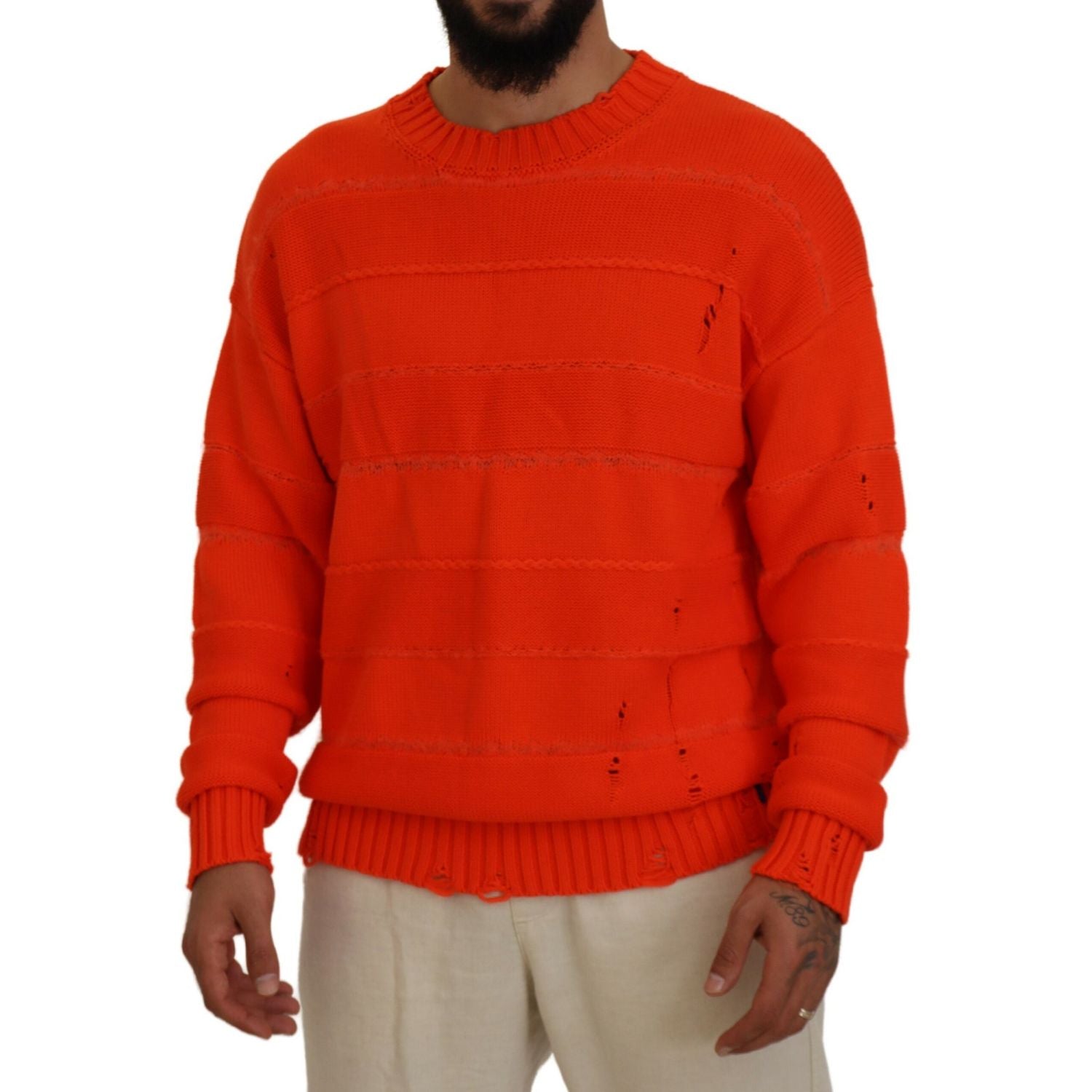 Dsquared² Orange Cotton Long Sleeves Men Pullover Sweater