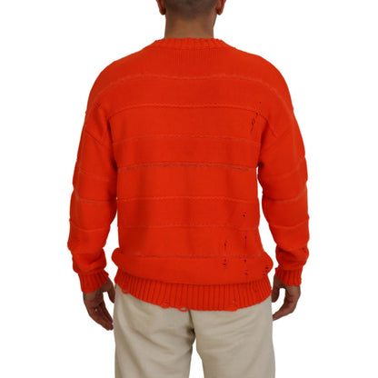 Dsquared² Orange Cotton Long Sleeves Men Pullover Sweater