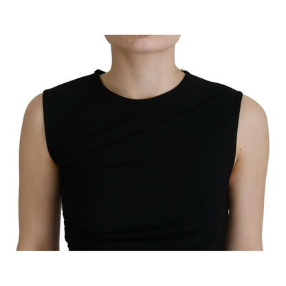 Dsquared² Black Viscose Sleeveless Ruched Maxi Dress