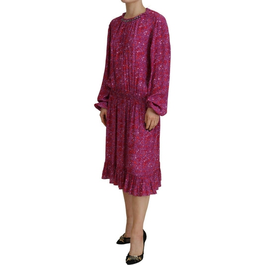 Dsquared² Fuchsia Stars Embellished Long Sleeves Dress Dsquared² Brown