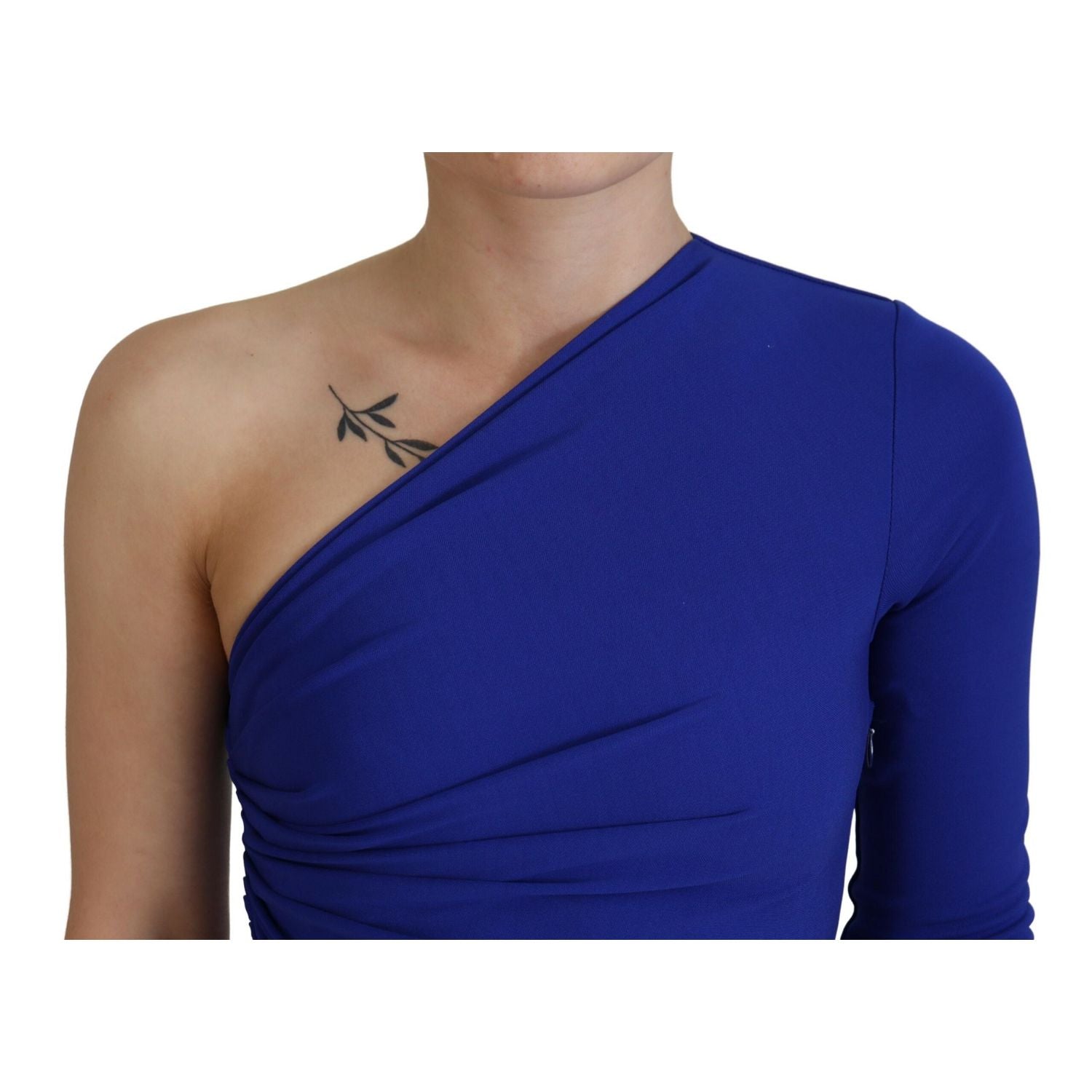 Dsquared² Blue Viscose One Shoulder Bodycon Ruched Mini Dress