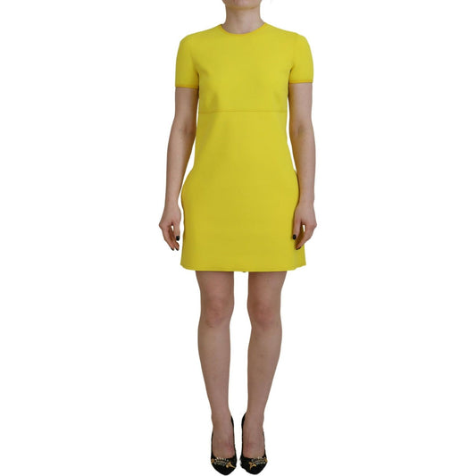 Dsquared² Yellow Nylon Short Sleeves Round Neck Mini Dress Dsquared² Goldenrod