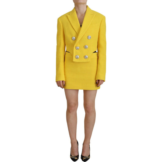 Dsquared² Yellow Double Breasted Mini Suit Blazer Skirt Set Dsquared² Goldenrod