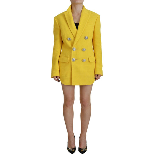 Dsquared² Yellow Peak Double Breasted Suit Blazer Short Set Dsquared² Goldenrod