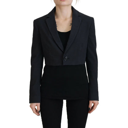 Dsquared² Black Cotton Cropped Button Blazer Jacket1728,67345645728,Black,Blazers - Suits & Blazers - Clothing,Clothing,Dsquared²,Elastane 2%,IT38 | XS,Jackets & Coats - Women - Clothing,Material: Cotton 98%,Preowned / Defect,Suits & Blazers - Clothing,Wo