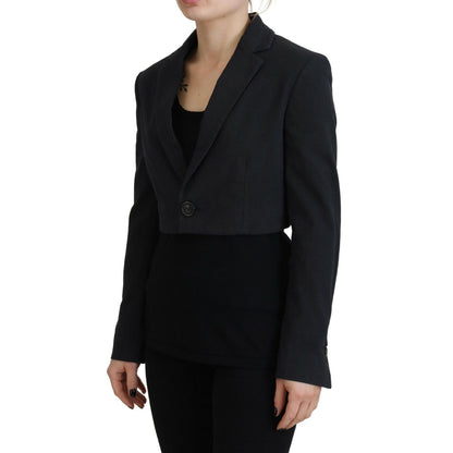 Dsquared² Black Cotton Cropped Button Blazer Jacket1728,67345645728,Black,Blazers - Suits & Blazers - Clothing,Clothing,Dsquared²,Elastane 2%,IT38 | XS,Jackets & Coats - Women - Clothing,Material: Cotton 98%,Preowned / Defect,Suits & Blazers - Clothing,Wo
