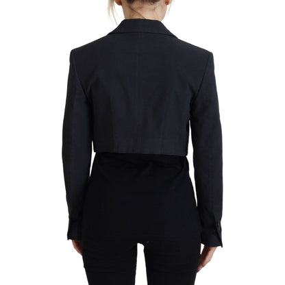 Dsquared² Black Cotton Cropped Button Blazer Jacket1728,67345645728,Black,Blazers - Suits & Blazers - Clothing,Clothing,Dsquared²,Elastane 2%,IT38 | XS,Jackets & Coats - Women - Clothing,Material: Cotton 98%,Preowned / Defect,Suits & Blazers - Clothing,Wo