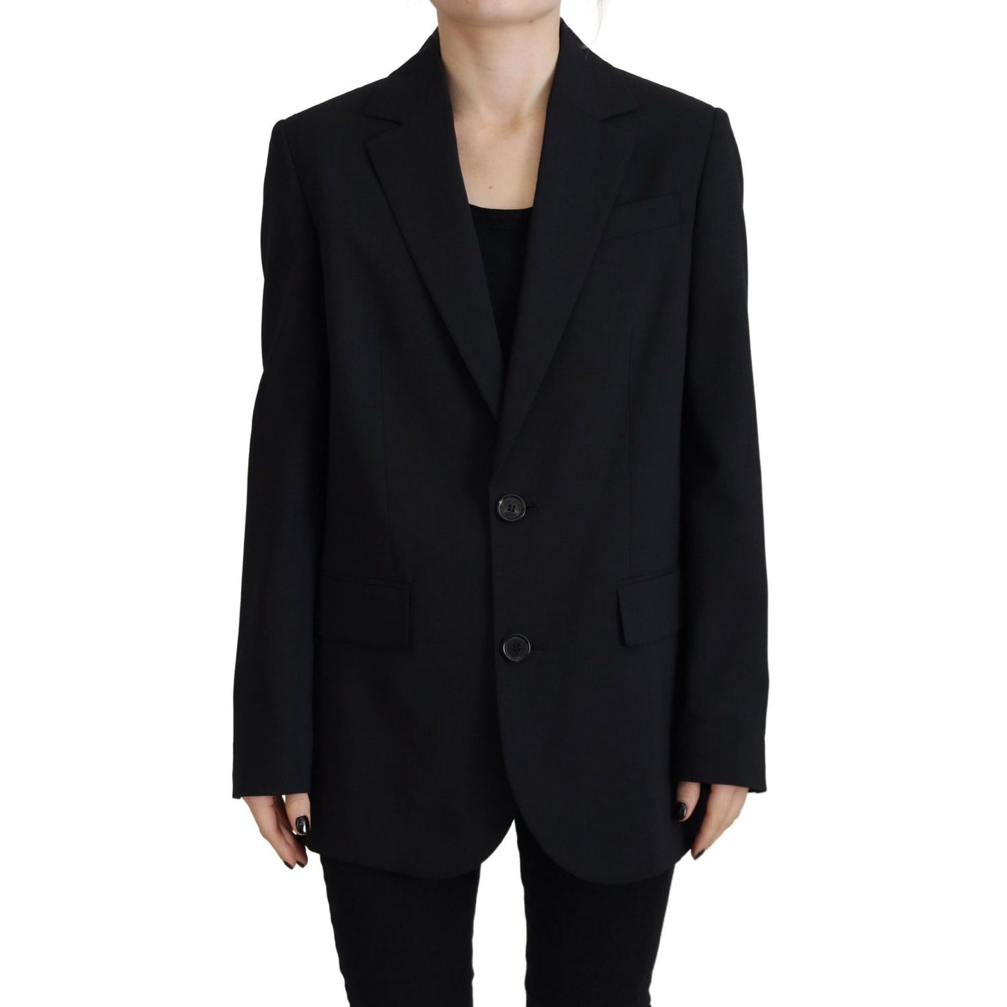 Dsquared² Black Flower Single Breasted Coat Blazer1728,67345645728,Black,Blazers - Suits & Blazers - Clothing,Clothing,Dsquared²,IT38 | XS,Jackets & Coats - Women - Clothing,Material: 54% Polyester 44% Virgin Wool 2% Elastane,Preowned / Defect,Suits & Bla