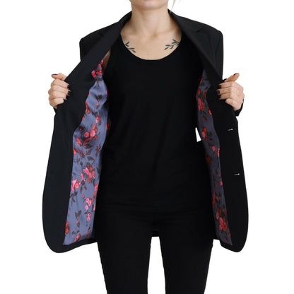 Dsquared² Black Flower Single Breasted Coat Blazer1728,67345645728,Black,Blazers - Suits & Blazers - Clothing,Clothing,Dsquared²,IT38 | XS,Jackets & Coats - Women - Clothing,Material: 54% Polyester 44% Virgin Wool 2% Elastane,Preowned / Defect,Suits & Bla