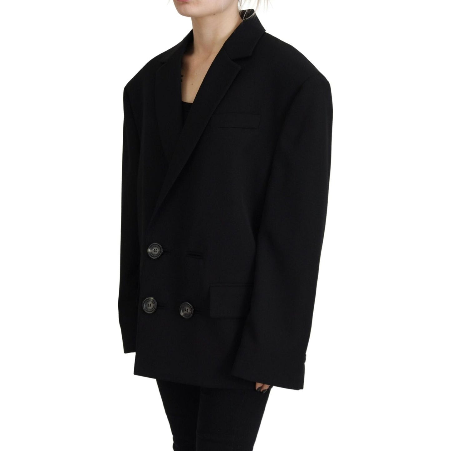 Dsquared² Black Double Breasted Coat Blazer Jacket1728,67345645728,Black,Blazers - Suits & Blazers - Clothing,Clothing,Dsquared²,IT38 | XS,Jackets & Coats - Women - Clothing,Material: 100% Virgin Wool,Preowned / Defect,Suits & Blazers - Clothing,Women