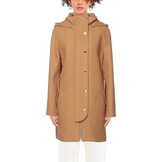 Love Moschino Brown Wool Women Coat Love Moschino Rosy Brown