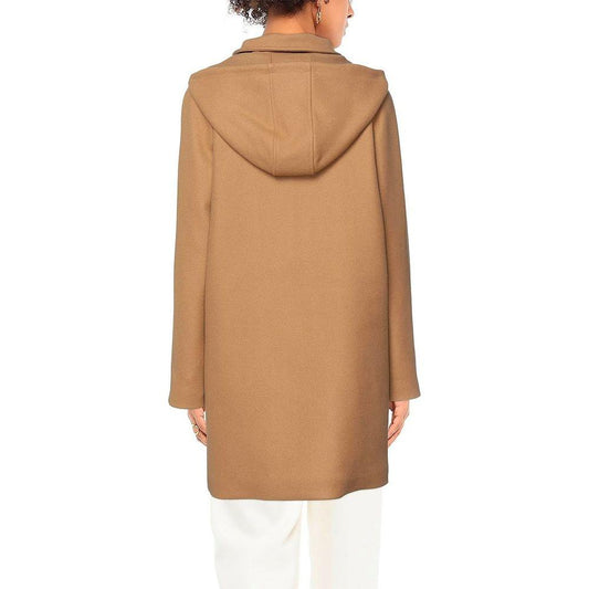Love Moschino Brown Wool Women Coat Love Moschino Dark Khaki