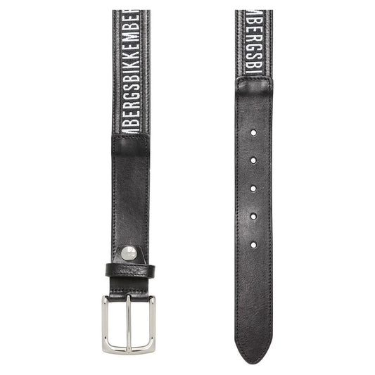 Bikkembergs Black Calfskin Men Belt Bikkembergs Dark Slate Gray