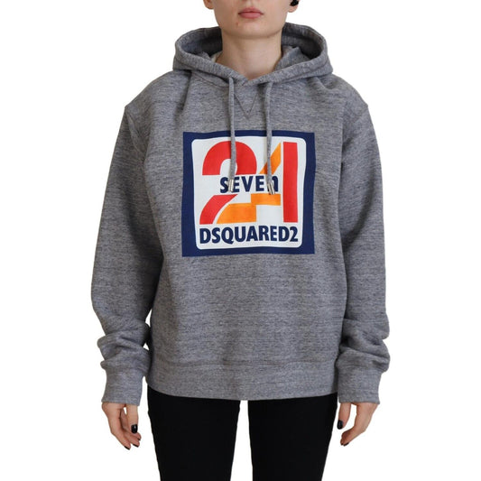 Dsquared² Gray Logo Print Cotton Hoodie Sweatshirt Sweater Dsquared² Dim Gray
