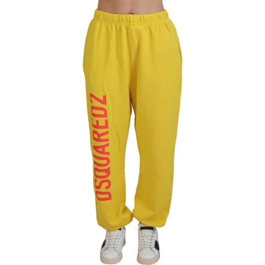 Dsquared² Yellow Mid Waist Logo Print Jogger Trouser Pants Dsquared² Goldenrod