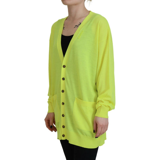 Dsquared² Yellow Wool Knitted Buttoned Cardigan Sweater Dsquared² Dark Khaki