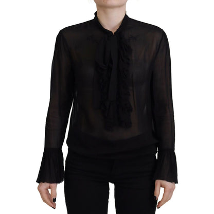 Dsquared² Black Viscose Long Sleeves See Through Blouse Top 1728,67345645728,Black,Clothing,Dsquared²,IT38 | XS,Long Sleeve - T-Shirts - Clothing,Material: 100% Viscose,Preowned / Defect,T-Shirts - Clothing,Tops & T-Shirts - Women - Clothing,Women