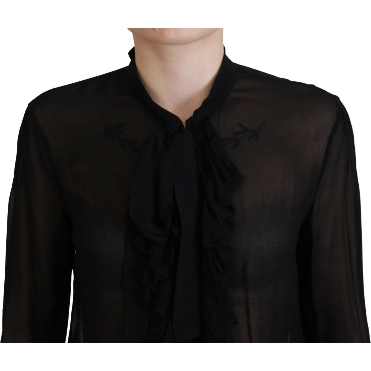 Dsquared² Black Viscose Long Sleeves See Through Blouse Top 1728,67345645728,Black,Clothing,Dsquared²,IT38 | XS,Long Sleeve - T-Shirts - Clothing,Material: 100% Viscose,Preowned / Defect,T-Shirts - Clothing,Tops & T-Shirts - Women - Clothing,Women
